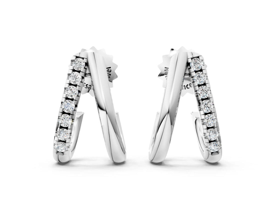 White gold Round Diamond Zuri Huggie Hoop Earrings