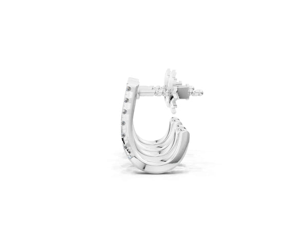 Silver Round Diamond Zuri Huggie Hoop Earrings
