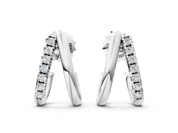 White gold Round Diamond Zuri Huggie Hoop Earrings