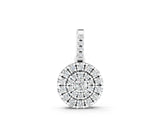 White gold Round Double Halo Diamond Pendant with Pavé Setting_2