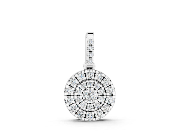 White gold Round Double Halo Diamond Pendant with Pavé Setting