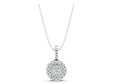 White gold Round Double Halo Diamond Pendant with Pavé Setting_5