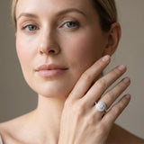 White gold Round Double Halo Diamond Swirl Pave Band Ring_7