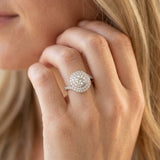 White gold Round Double Halo Diamond Swirl Pave Band Ring_8