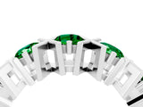 White gold Round Emerald Channel Set Band with X-Prong Detail_10