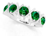 White gold Round Emerald Channel Set Band with X-Prong Detail_7