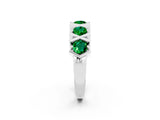 White gold Round Emerald Channel Set Band with X-Prong Detail_8