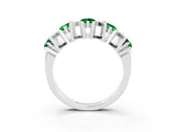 White gold Round Emerald Channel Set Band with X-Prong Detail_9