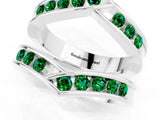 White gold Round Emerald Channel-Set Chevron Band_7