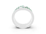 White gold Round Emerald Channel-Set Chevron Band_9