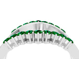 White gold Round Emerald Chevron Contour Band with Prong Setting_10