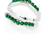 White gold Round Emerald Chevron Contour Band with Prong Setting_7