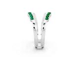 White gold Round Emerald Chevron Contour Band with Prong Setting_8