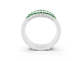 White gold Round Emerald Chevron Contour Band with Prong Setting_9