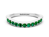 White gold Round Emerald Curved Wedding Band with Channel Setting_6