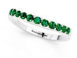 White gold Round Emerald Curved Wedding Band with Channel Setting_7