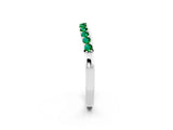 White gold Round Emerald Curved Wedding Band with Channel Setting_8