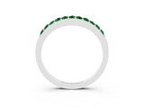 White gold Round Emerald Curved Wedding Band with Channel Setting_9