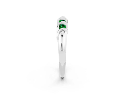 White gold Round Emerald Eternity Band with Twist Prong Setting_14