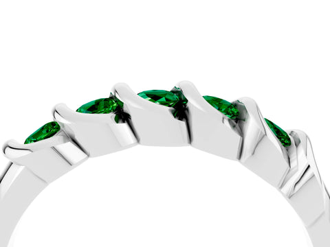 White gold Round Emerald Eternity Band with Twist Prong Setting_16