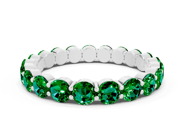 White gold Round Emerald Eternity Band with U-Prong Setting