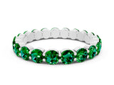 White gold Round Emerald Eternity Band with U-Prong Setting_30