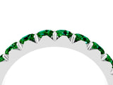Silver Round Emerald Half Eternity Band with Classic Prong Setting