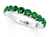 Silver Round Emerald Half Eternity Band with Classic Prong Setting