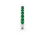 Silver Round Emerald Half Eternity Band with Classic Prong Setting