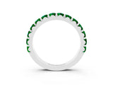 Silver Round Emerald Half Eternity Band with Classic Prong Setting