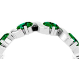 White gold Round Emerald Half Eternity Band with Wave Prong Setting_10