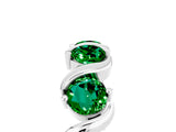 White gold Round Emerald Half Eternity Band with Wave Prong Setting_11