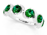 White gold Round Emerald Half Eternity Band with Wave Prong Setting_7