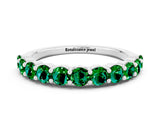 White gold Round Emerald Half-Eternity Prong-Set Band_6