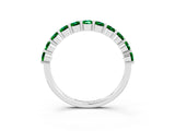 White gold Round Emerald Half-Eternity Prong-Set Band_9