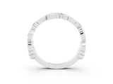 White gold Round Emerald Leaf Eternity Band with Bezel Setting_45