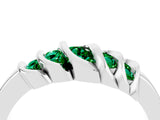 White gold Round Emerald Multi-Row Crossover Band_10