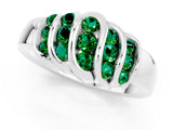 White gold Round Emerald Multi-Row Crossover Band_7