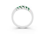 White gold Round Emerald Multi-Row Crossover Band_9