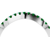 White gold Round Emerald Pavé Curved Band with Shared Prong Setting_10