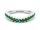 White gold Round Emerald Pavé Curved Band with Shared Prong Setting_6