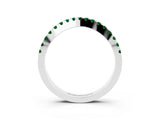White gold Round Emerald Pavé Curved Band with Shared Prong Setting_9