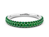 White gold Round Emerald Pavé Eternity Band with Shared Prong Setting_6