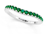 White gold Round Emerald Pavé Set Curved Wedding Band_11