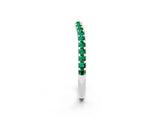 White gold Round Emerald Pavé Set Curved Wedding Band_12