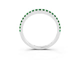 White gold Round Emerald Pavé Set Curved Wedding Band_13