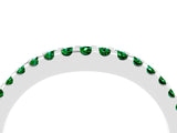 White gold Round Emerald Pavé Set Curved Wedding Band_14