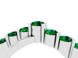 White gold Round Emerald Prong-Set Crossover Band_10
