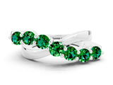 White gold Round Emerald Prong-Set Crossover Band_6