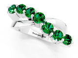 White gold Round Emerald Prong-Set Crossover Band_7